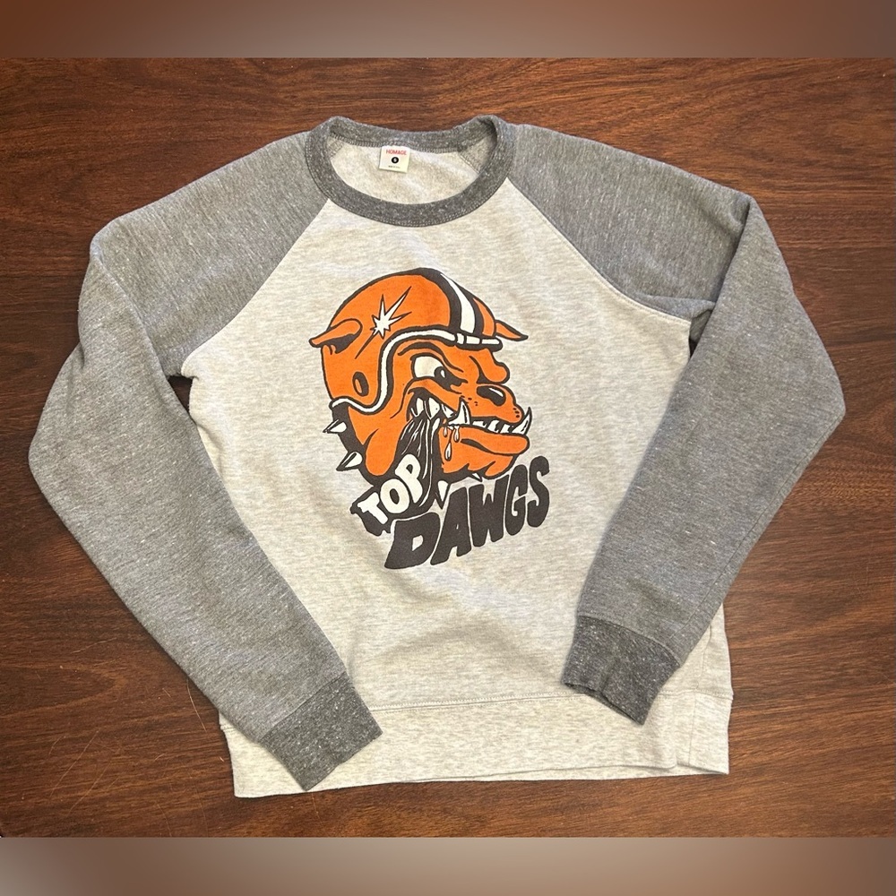 HOMAGE Gray & Orange 'Top Dawgs' Raglan Sweatshirt